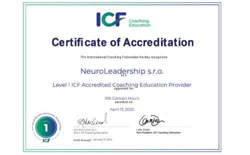 NeuroLeadership – první akreditována instituce pro vzdělávání profesionálních, mezinárodně certifikovaných koučů v Čechách a na Slovensku